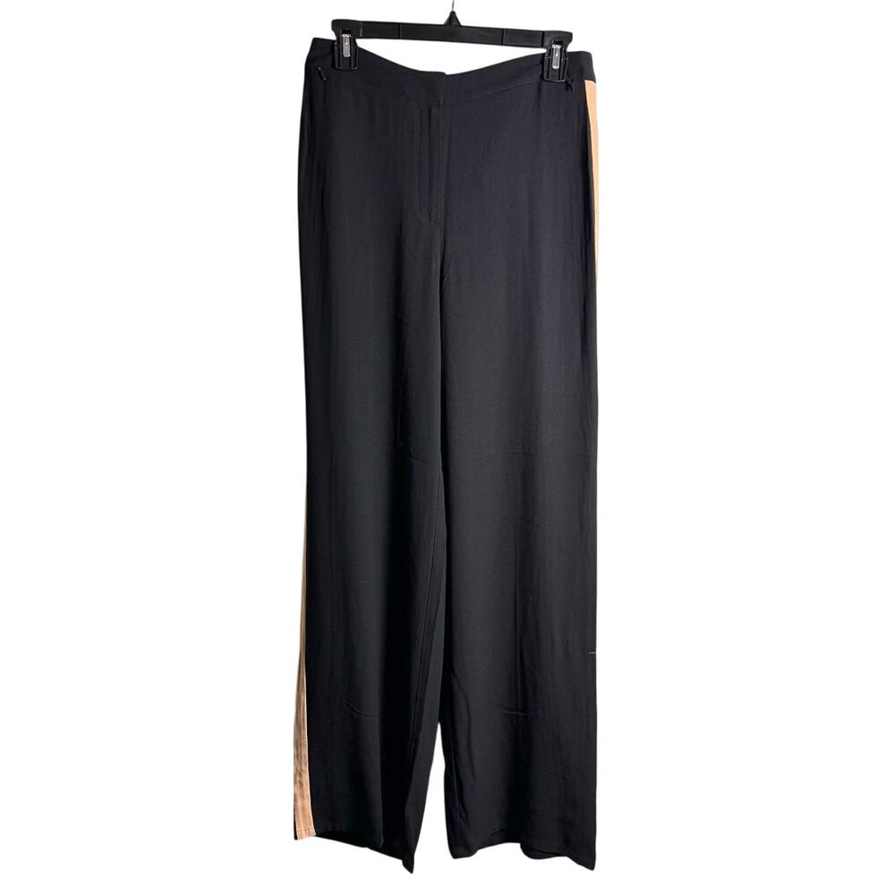 EILEEN FISHER Silk Georgette Crepe NWT $298 Straight Racing Stripe Pants Size 2 - Picture 3 of 9